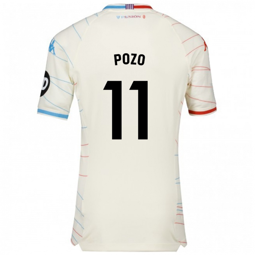 Enfant Maillot Manuel Pozo #11 Blanc Rouge Bleu Tenues Extérieur 2024/25 T-Shirt Belgique