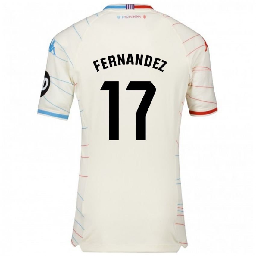 Enfant Maillot Dani Fernández #17 Blanc Rouge Bleu Tenues Extérieur 2024/25 T-Shirt Belgique