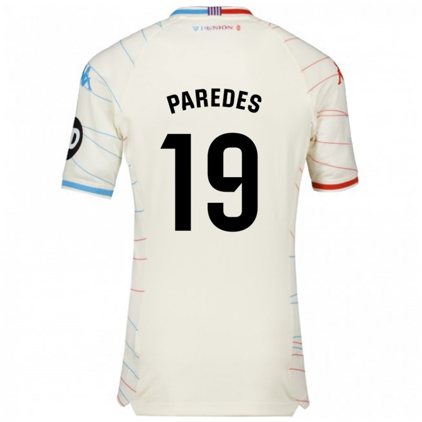 Kinderen Yago Paredes #19 Wit Rood Blauw Uitshirt Uittenue 2024/25 T-Shirt België