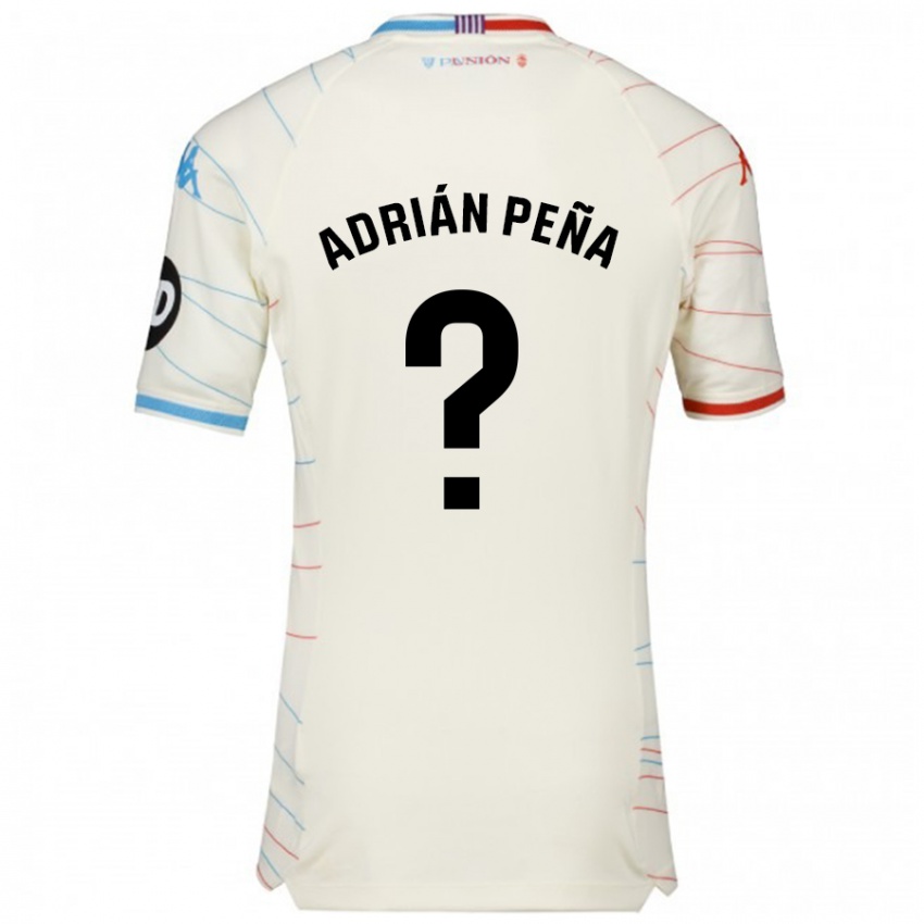 Enfant Maillot Adrián Peña #0 Blanc Rouge Bleu Tenues Extérieur 2024/25 T-Shirt Belgique