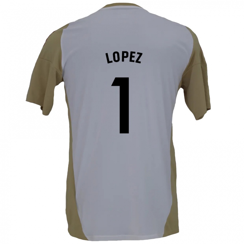 Kinderen Luis López #1 Bruin Wit Uitshirt Uittenue 2024/25 T-Shirt België