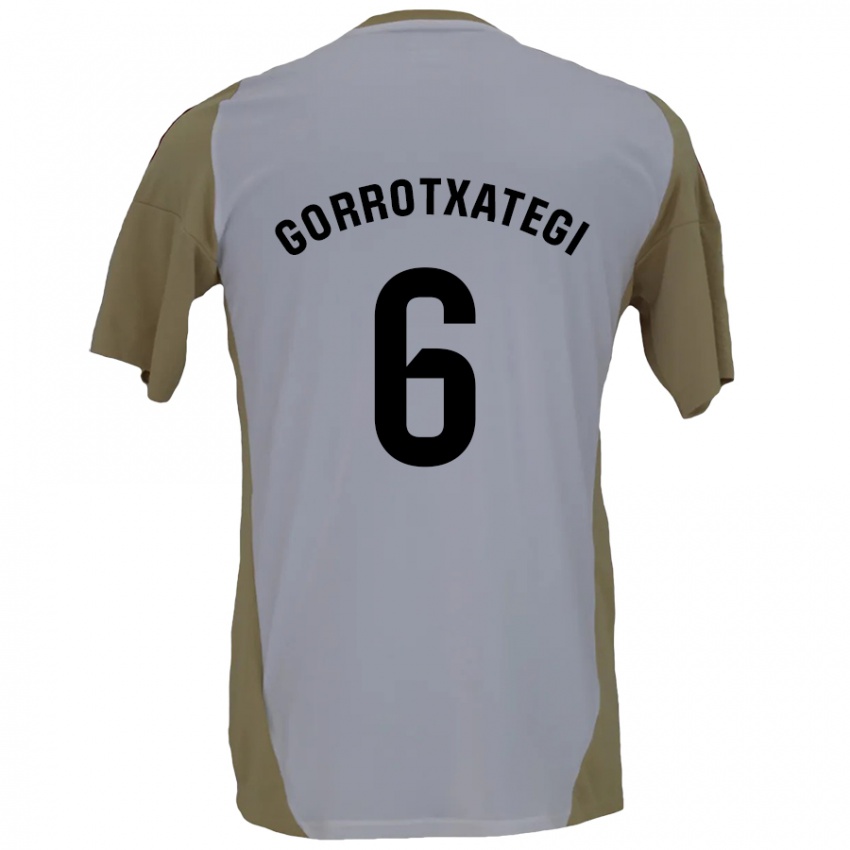 Kinderen Jon Gorrotxategi #6 Bruin Wit Uitshirt Uittenue 2024/25 T-Shirt België