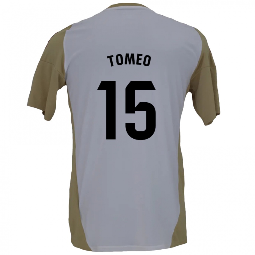 Kinderen Pablo Tomeo #15 Bruin Wit Uitshirt Uittenue 2024/25 T-Shirt België