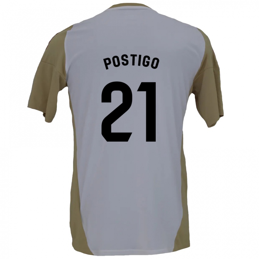 Kinderen Sergio Postigo #21 Bruin Wit Uitshirt Uittenue 2024/25 T-Shirt België