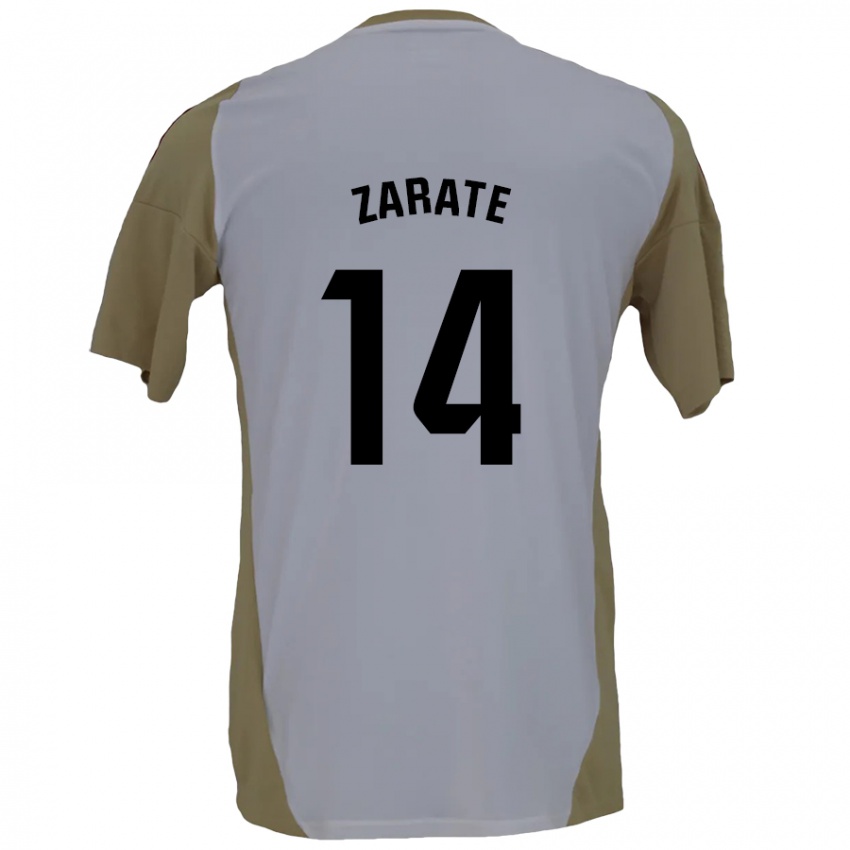 Kinderen Hugo Zárate #14 Bruin Wit Uitshirt Uittenue 2024/25 T-Shirt België