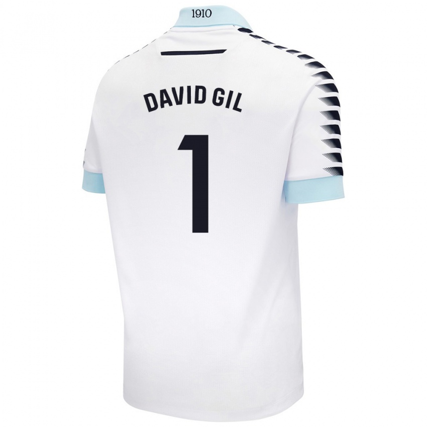 Kinderen David Gil #1 Wit Blauw Uitshirt Uittenue 2024/25 T-Shirt België