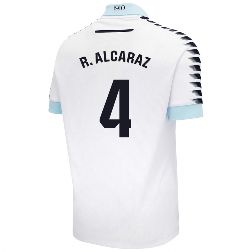 Enfant Maillot Rubén Alcaraz #4 Blanc Bleu Tenues Extérieur 2024/25 T-Shirt Belgique