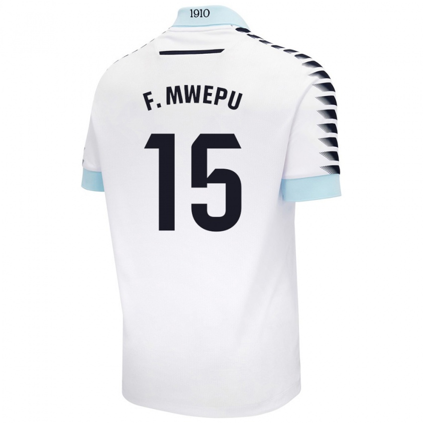 Kinderen Francisco Mwepu #15 Wit Blauw Uitshirt Uittenue 2024/25 T-Shirt België