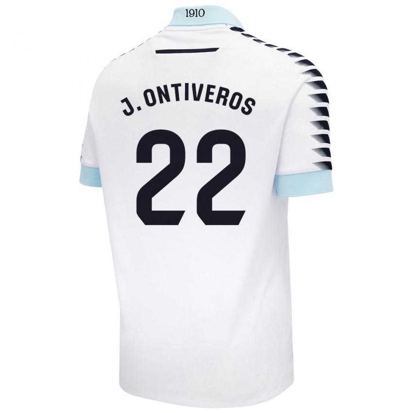 Kinderen Javi Ontiveros #22 Wit Blauw Uitshirt Uittenue 2024/25 T-Shirt België