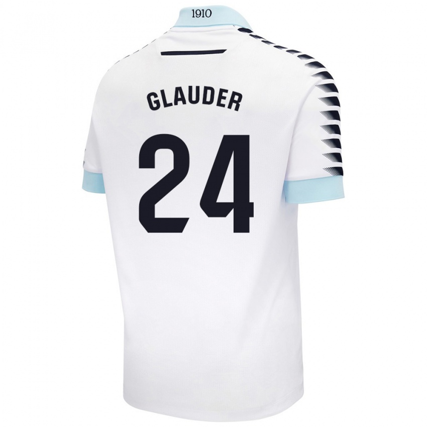 Kinderen Cristian Glauder #24 Wit Blauw Uitshirt Uittenue 2024/25 T-Shirt België