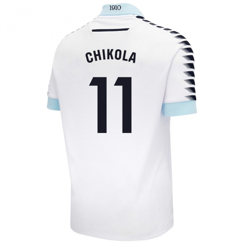 Kinderen Peter Chikola #11 Wit Blauw Uitshirt Uittenue 2024/25 T-Shirt België