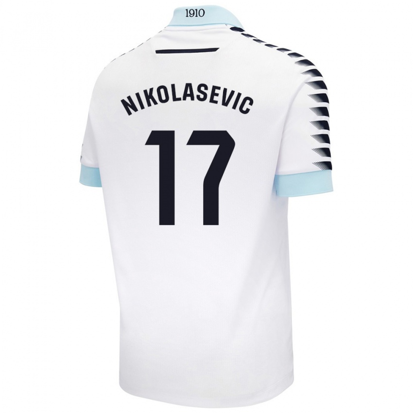 Kinderen Mirko Nikolasevic #17 Wit Blauw Uitshirt Uittenue 2024/25 T-Shirt België