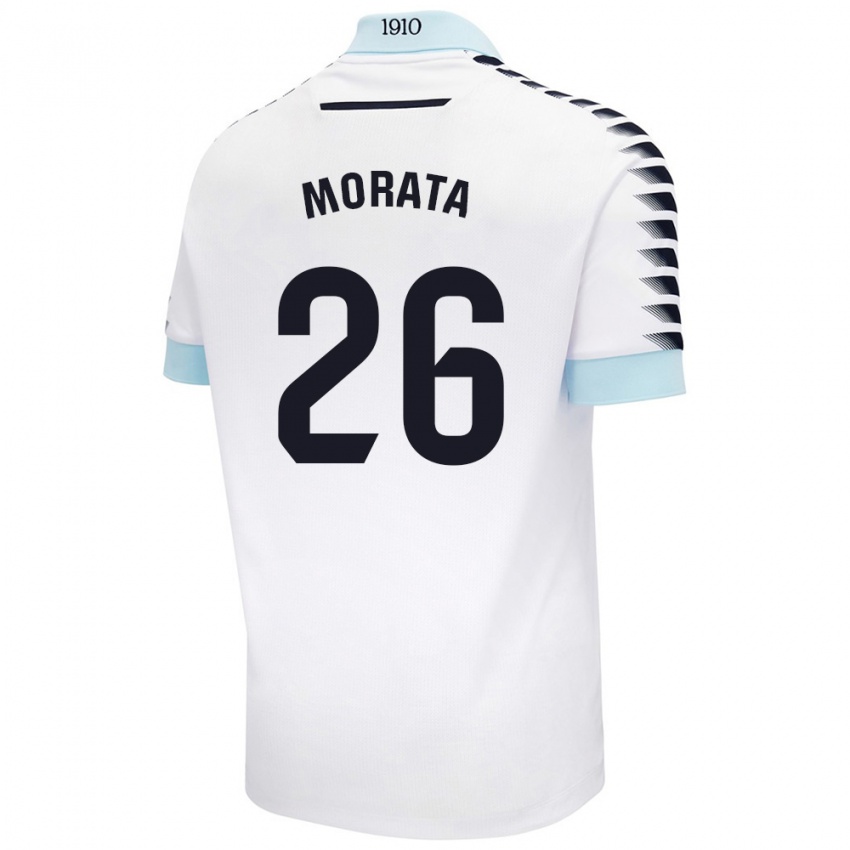 Kinderen Álex Morata #26 Wit Blauw Uitshirt Uittenue 2024/25 T-Shirt België