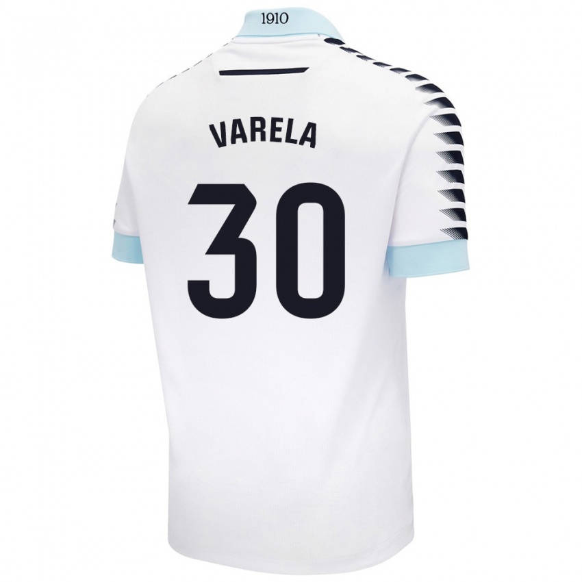 Kinderen Brandon Varela #30 Wit Blauw Uitshirt Uittenue 2024/25 T-Shirt België