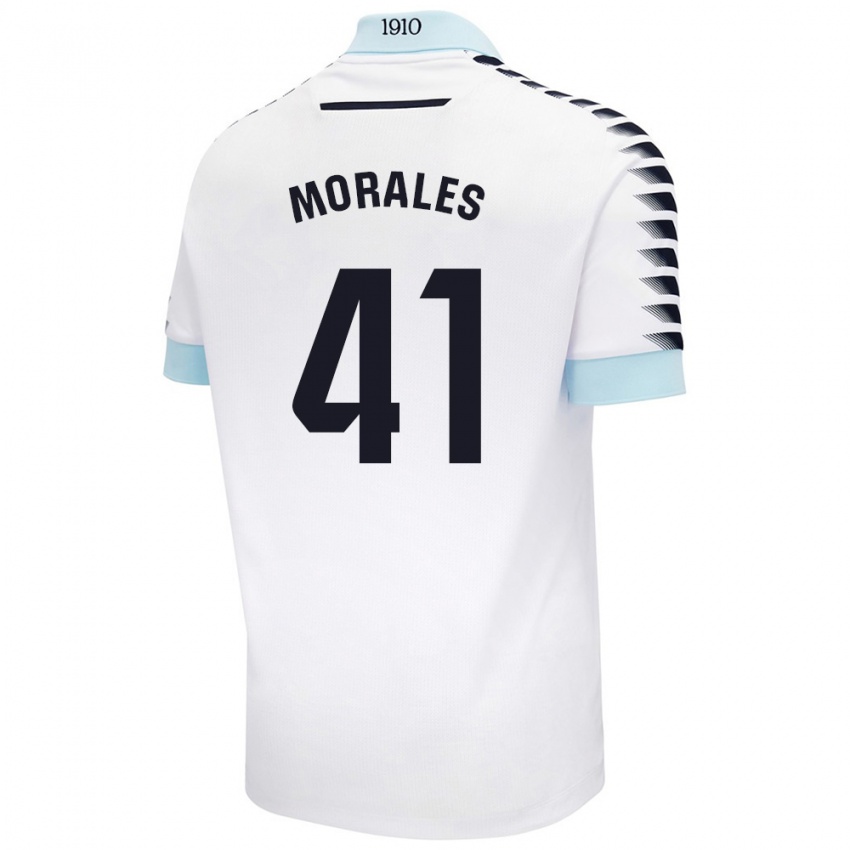 Kinderen Luis Morales #41 Wit Blauw Uitshirt Uittenue 2024/25 T-Shirt België