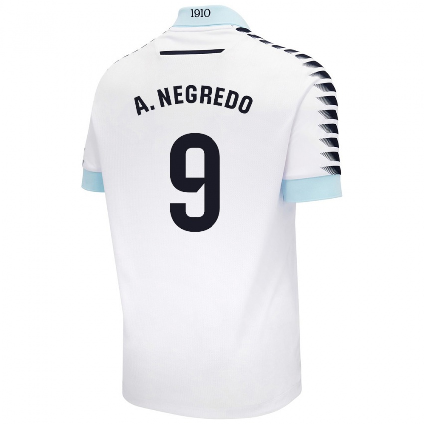 Kinderen Álvaro Negredo #9 Wit Blauw Uitshirt Uittenue 2024/25 T-Shirt België