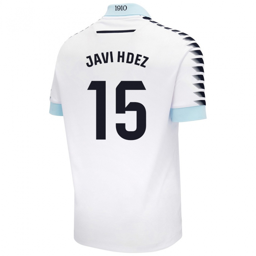 Enfant Maillot Javi Hernández #15 Blanc Bleu Tenues Extérieur 2024/25 T-Shirt Belgique