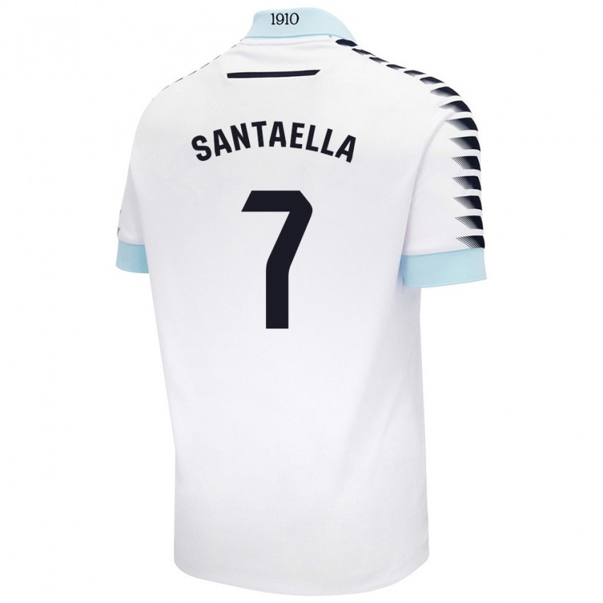 Kinderen Natalia Santaella Picón #7 Wit Blauw Uitshirt Uittenue 2024/25 T-Shirt België