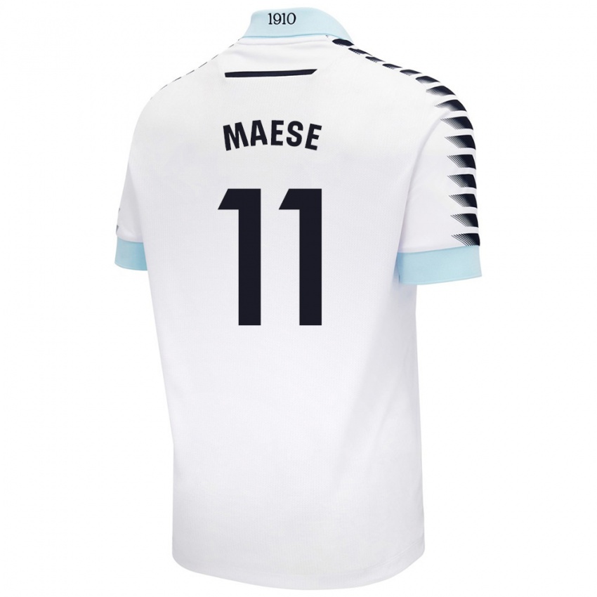 Kinderen María Del Carmen Maese Gaitán #11 Wit Blauw Uitshirt Uittenue 2024/25 T-Shirt België