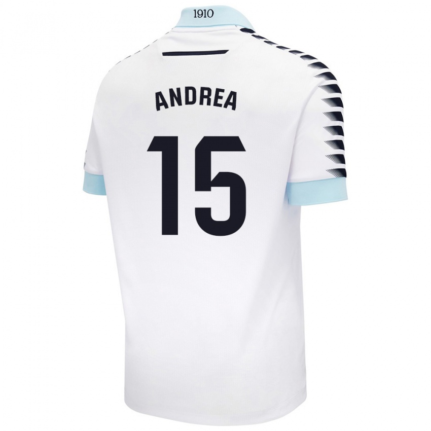 Kinderen Andrea Sánchez Moreno #15 Wit Blauw Uitshirt Uittenue 2024/25 T-Shirt België