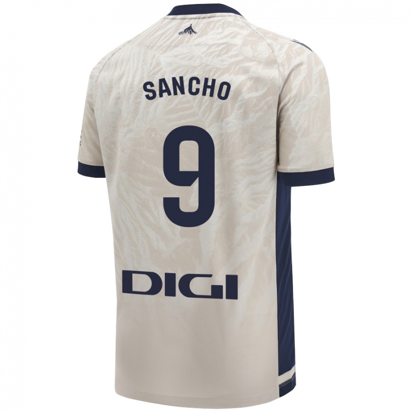 Kinderen Dani Sancho #9 Lichtgrijs Uitshirt Uittenue 2024/25 T-Shirt België