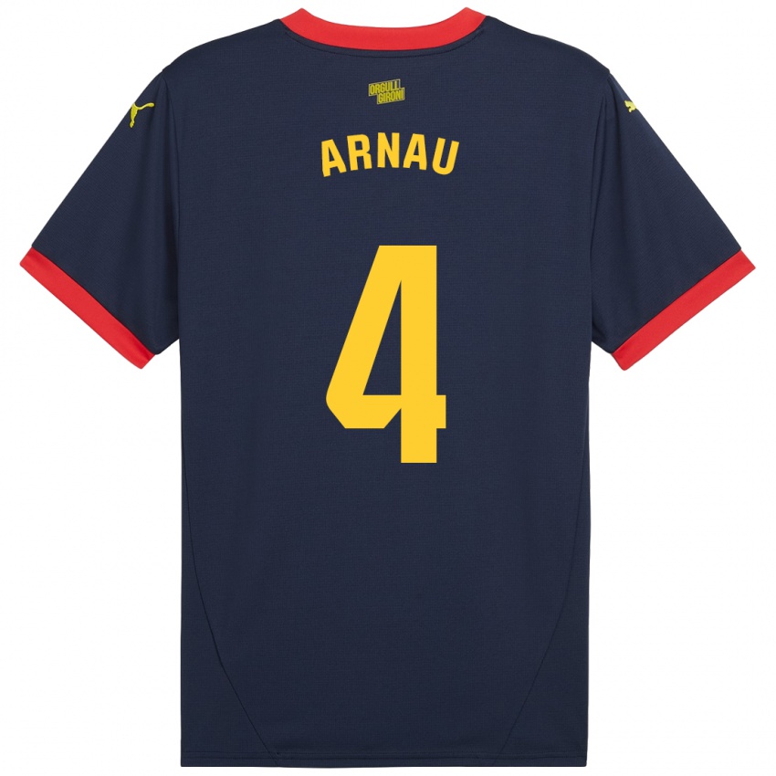 Enfant Maillot Arnau Martínez #4 Bleu Marine Rouge Tenues Extérieur 2024/25 T-Shirt Belgique