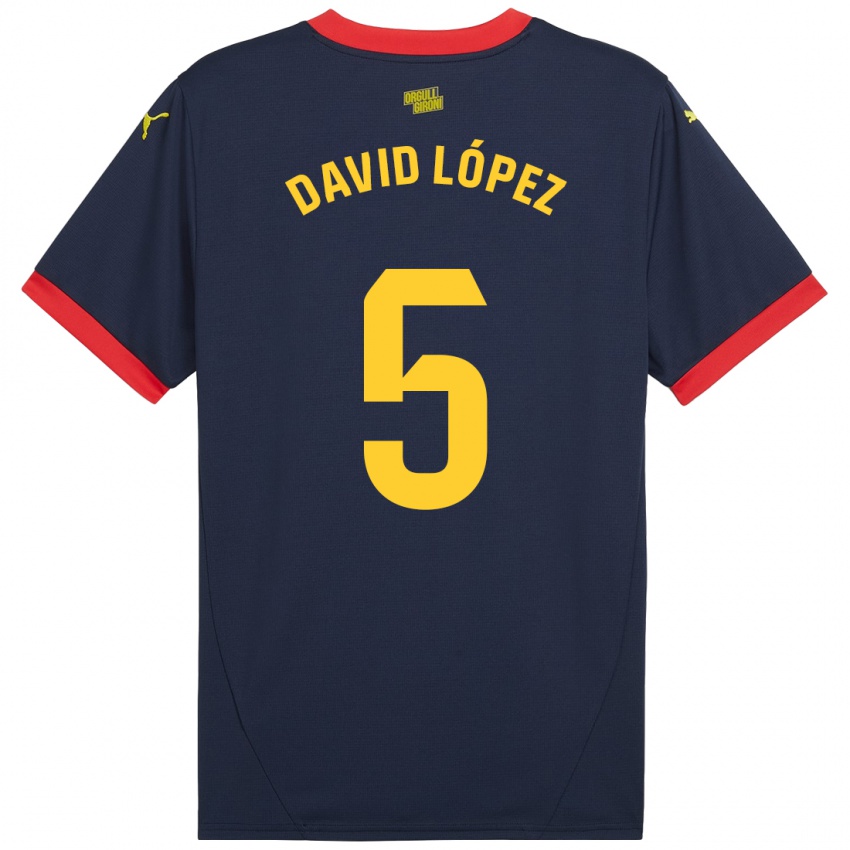 Kinder David López #5 Marinerot Auswärtstrikot Trikot 2024/25 T-Shirt Belgien