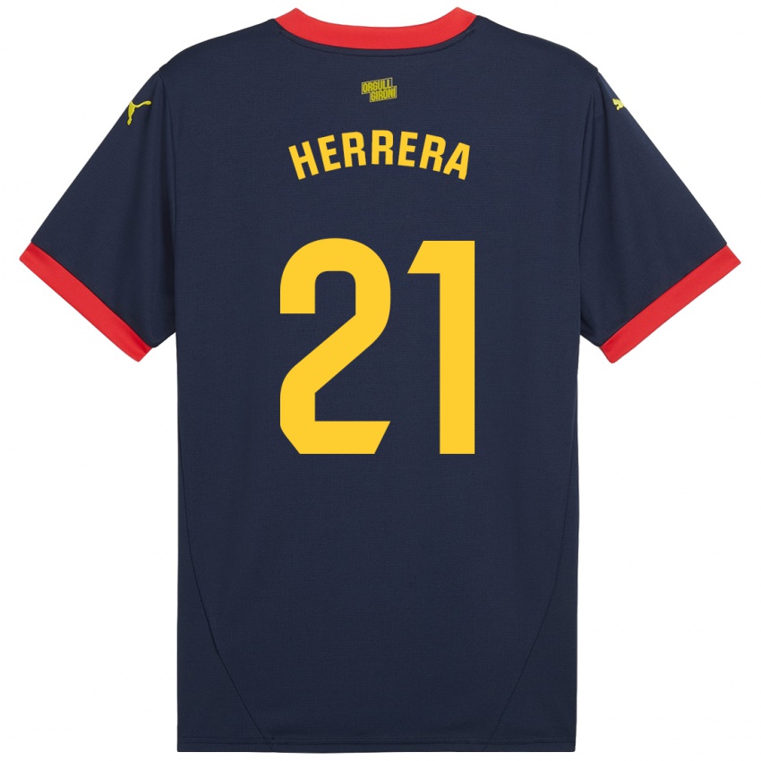 Kinder Yangel Herrera #21 Marinerot Auswärtstrikot Trikot 2024/25 T-Shirt Belgien