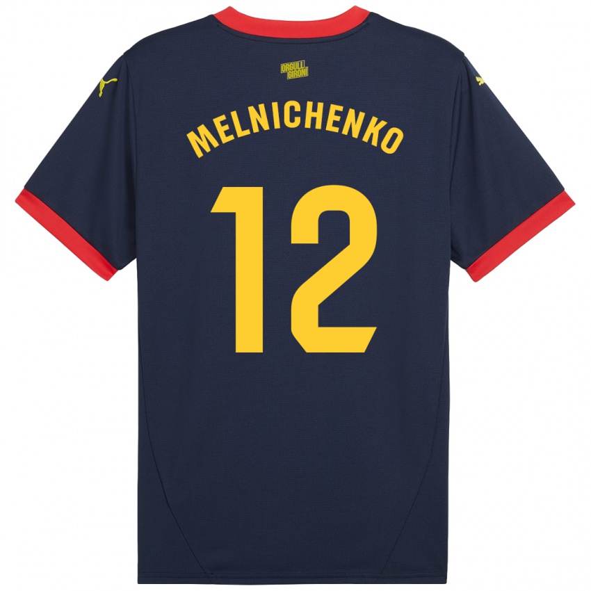 Kinder Dmytro Melnichenko #12 Marinerot Auswärtstrikot Trikot 2024/25 T-Shirt Belgien