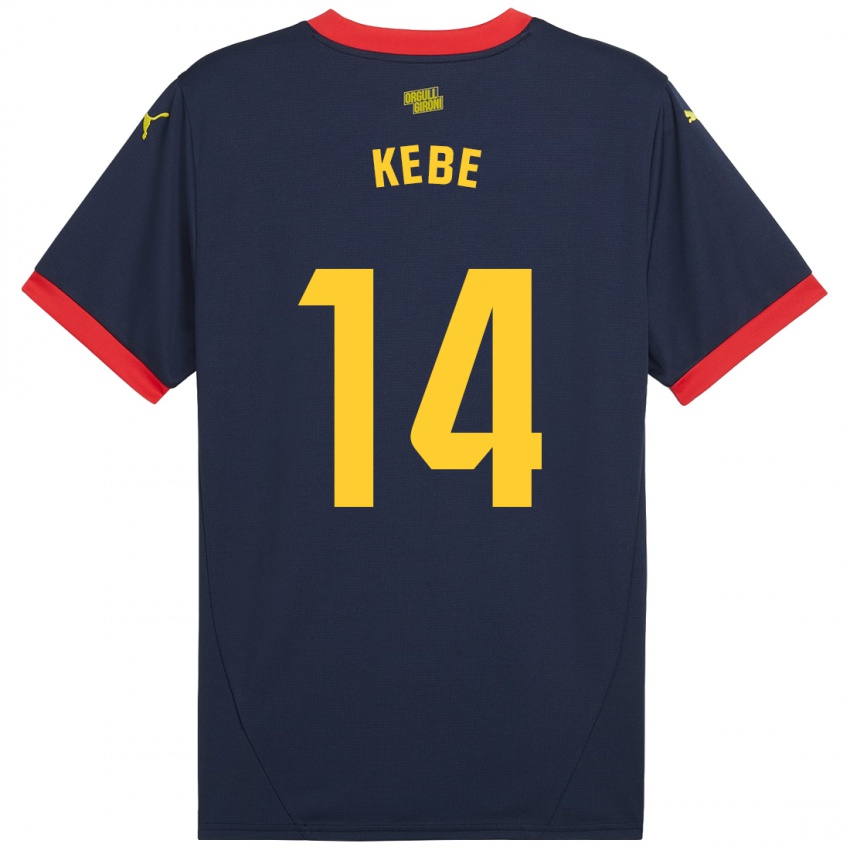 Kinder Moussa Kébé #14 Marinerot Auswärtstrikot Trikot 2024/25 T-Shirt Belgien