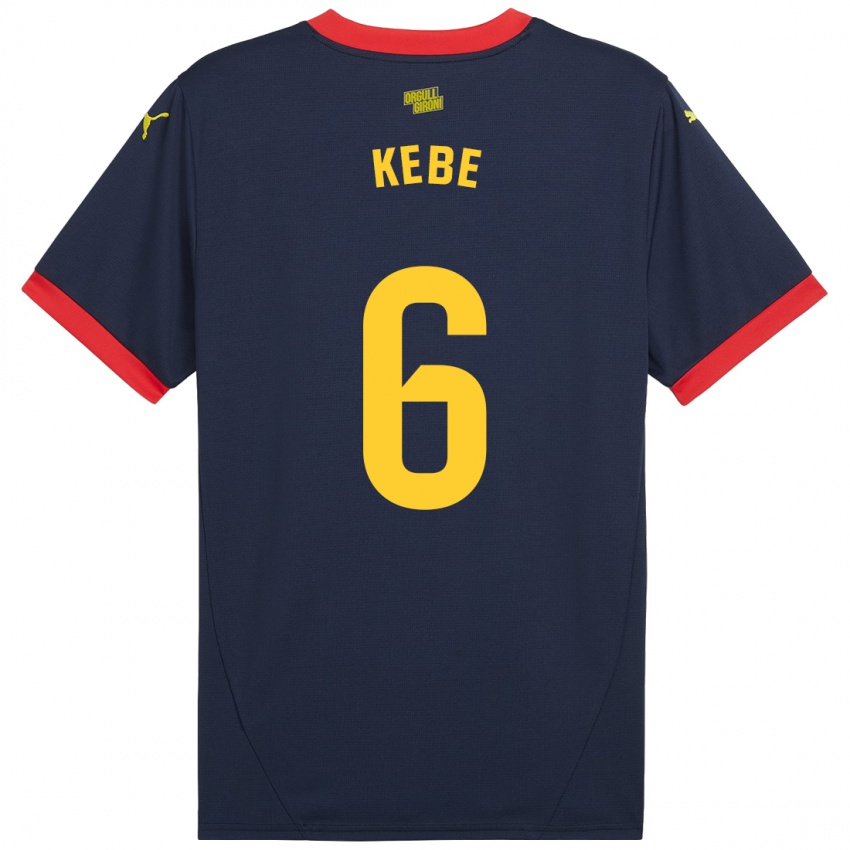 Kinder Ibrahima Kébé #6 Marinerot Auswärtstrikot Trikot 2024/25 T-Shirt Belgien