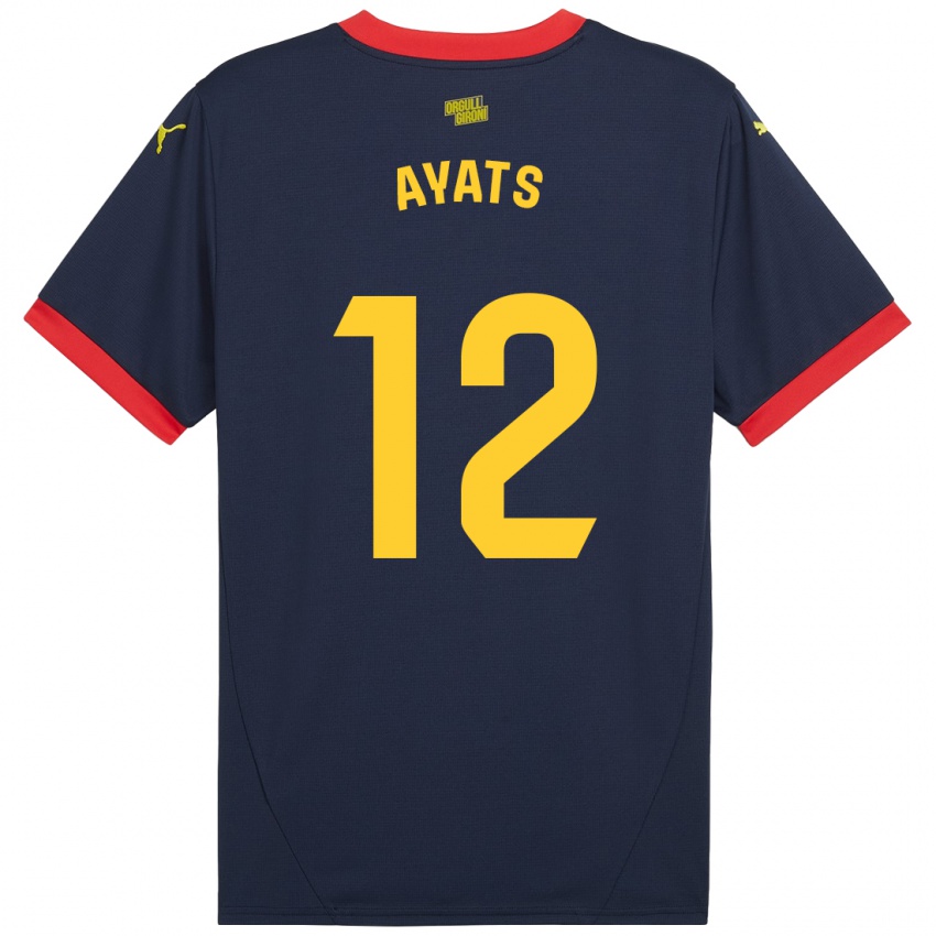 Enfant Maillot Mònica Ayats #12 Bleu Marine Rouge Tenues Extérieur 2024/25 T-Shirt Belgique