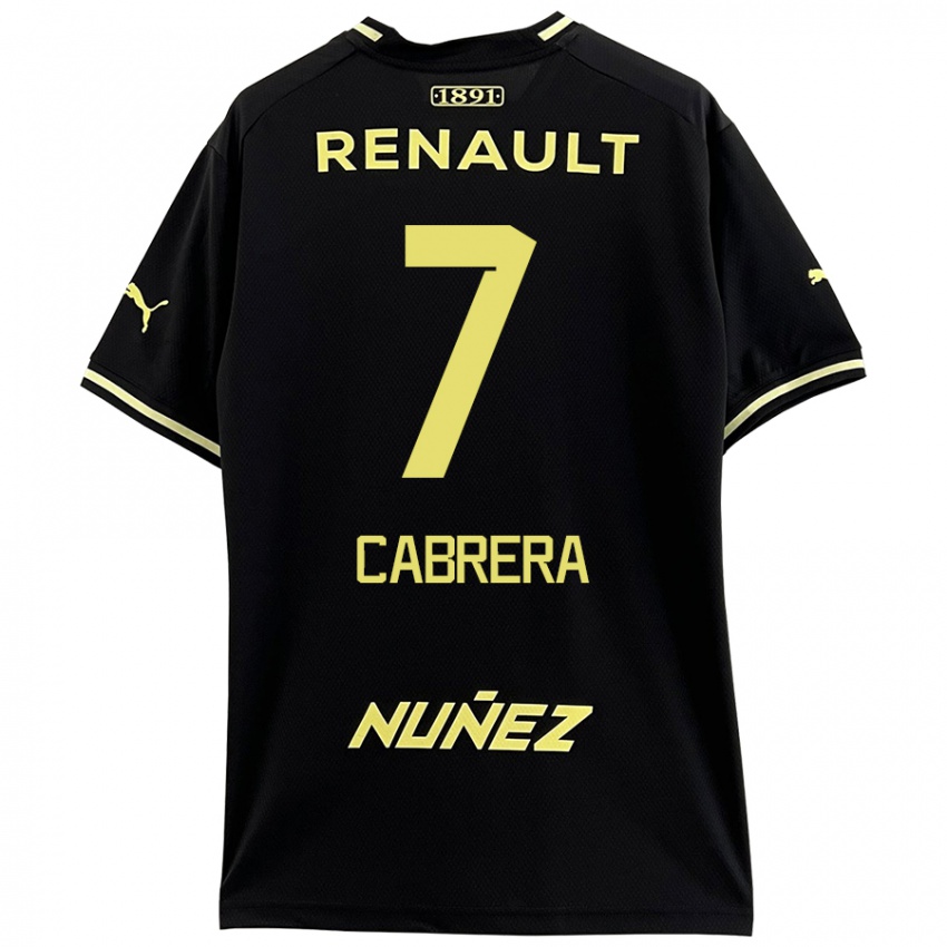 Enfant Maillot Javier Cabrera #7 Noir Jaune Tenues Extérieur 2024/25 T-Shirt Belgique