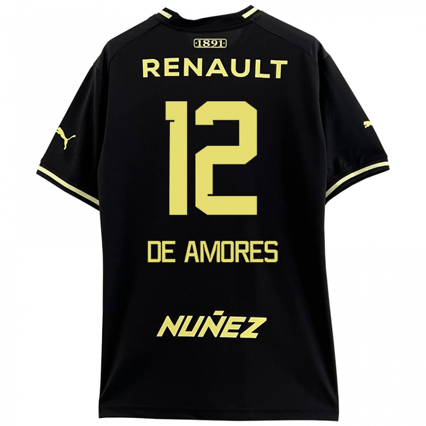 Enfant Maillot Guillermo De Amores #12 Noir Jaune Tenues Extérieur 2024/25 T-Shirt Belgique