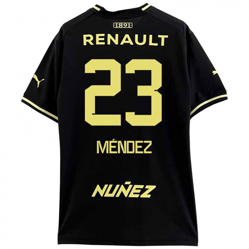 Kinderen Javier Méndez #23 Zwart Geel Uitshirt Uittenue 2024/25 T-Shirt België