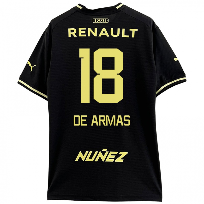 Kinderen Nahuel De Armas #18 Zwart Geel Uitshirt Uittenue 2024/25 T-Shirt België