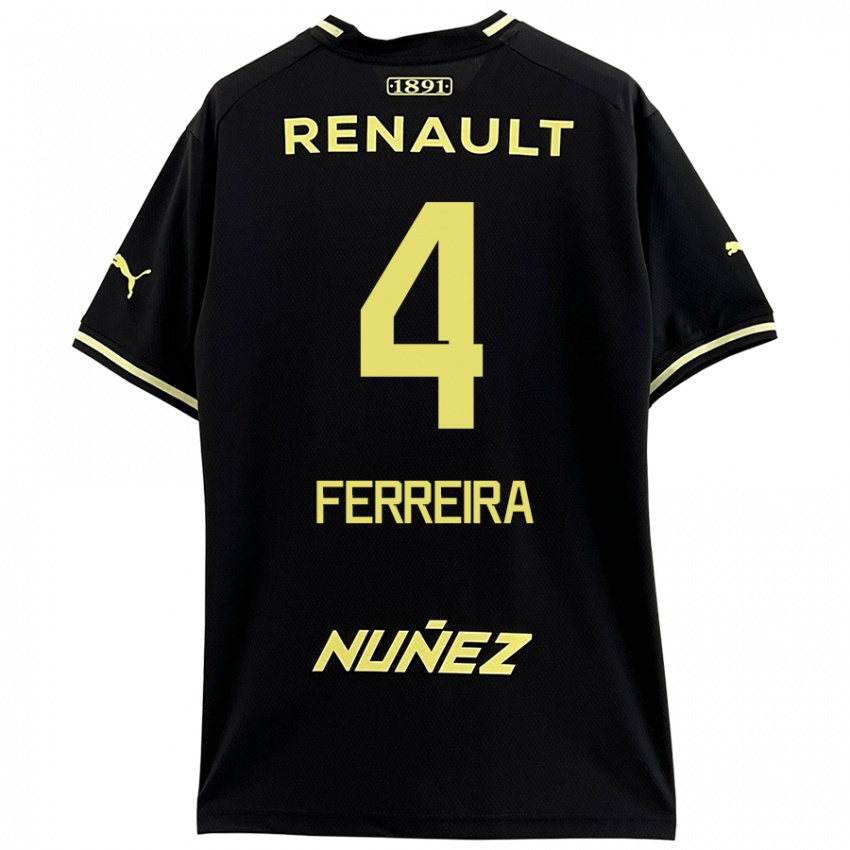 Kinderen Joaquín Ferreira #4 Zwart Geel Uitshirt Uittenue 2024/25 T-Shirt België