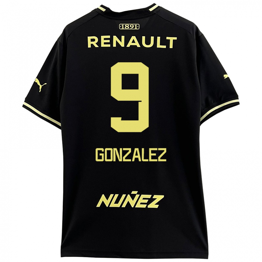 Enfant Maillot Franco González #9 Noir Jaune Tenues Extérieur 2024/25 T-Shirt Belgique