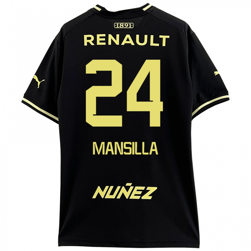 Enfant Maillot Brian Mansilla #24 Noir Jaune Tenues Extérieur 2024/25 T-Shirt Belgique