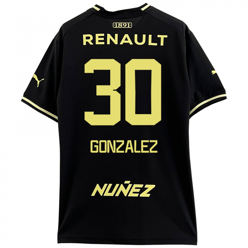 Enfant Maillot Ángel González #30 Noir Jaune Tenues Extérieur 2024/25 T-Shirt Belgique