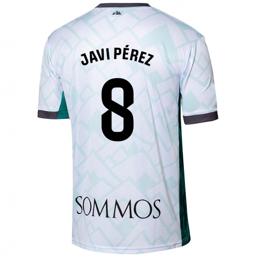 Enfant Maillot Javi Pérez #8 Blanc Vert Tenues Extérieur 2024/25 T-Shirt Belgique