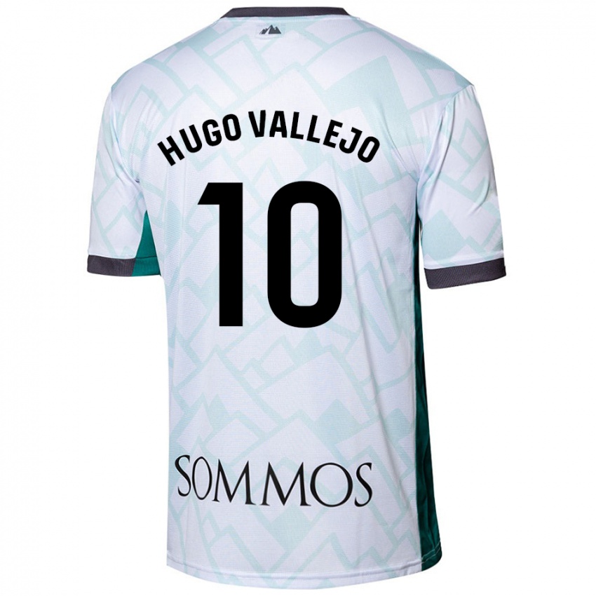 Enfant Maillot Hugo Vallejo #10 Blanc Vert Tenues Extérieur 2024/25 T-Shirt Belgique