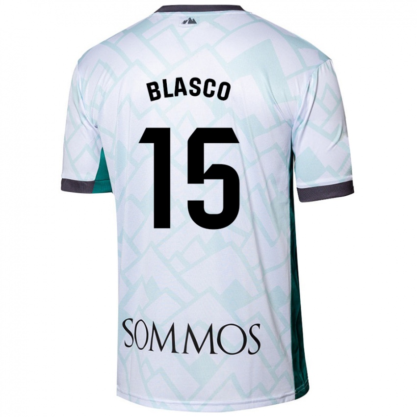 Enfant Maillot Jérémy Blasco #15 Blanc Vert Tenues Extérieur 2024/25 T-Shirt Belgique