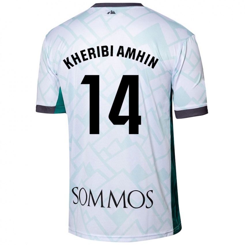 Enfant Maillot Nabil Kheribi Amhin #14 Blanc Vert Tenues Extérieur 2024/25 T-Shirt Belgique