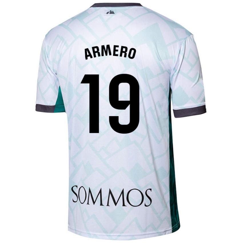 Enfant Maillot Sergi Armero #19 Blanc Vert Tenues Extérieur 2024/25 T-Shirt Belgique