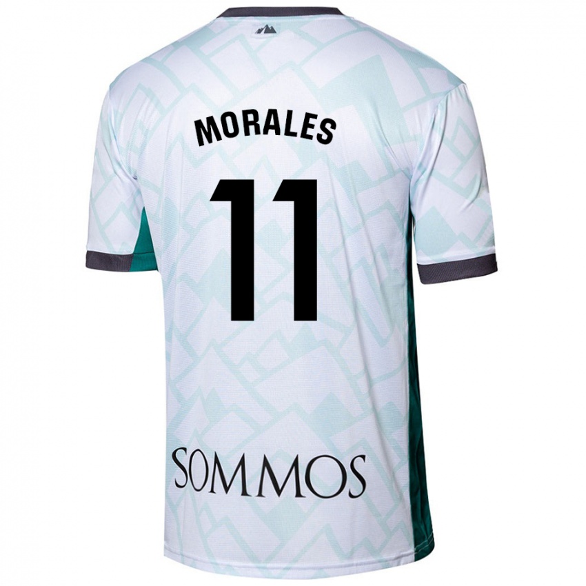 Enfant Maillot Carolina Morales #11 Blanc Vert Tenues Extérieur 2024/25 T-Shirt Belgique