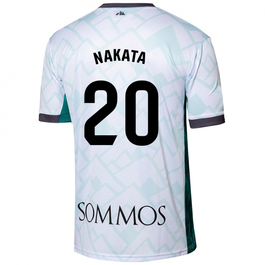 Enfant Maillot Yuki Nakata #20 Blanc Vert Tenues Extérieur 2024/25 T-Shirt Belgique