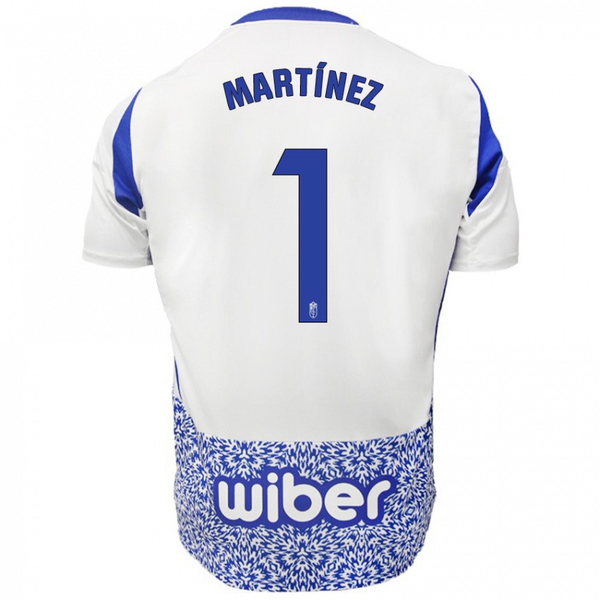 Kinderen Marc Martínez #1 Wit Blauw Uitshirt Uittenue 2024/25 T-Shirt België