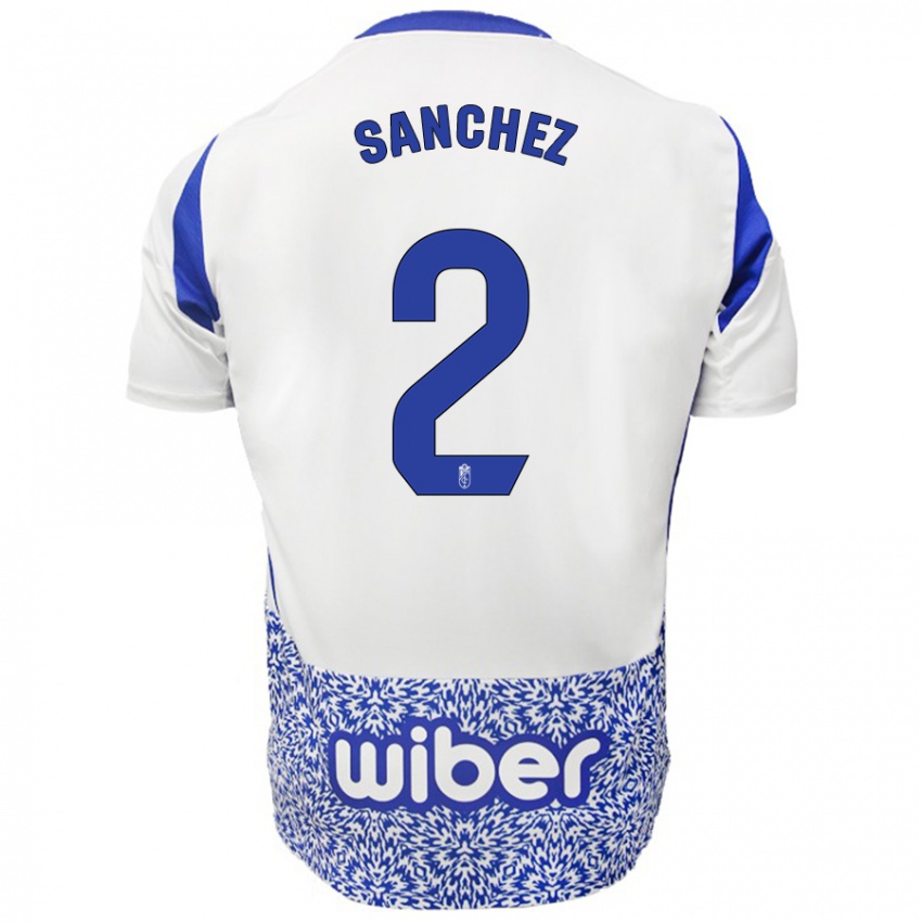 Kinderen Rubén Sánchez #2 Wit Blauw Uitshirt Uittenue 2024/25 T-Shirt België