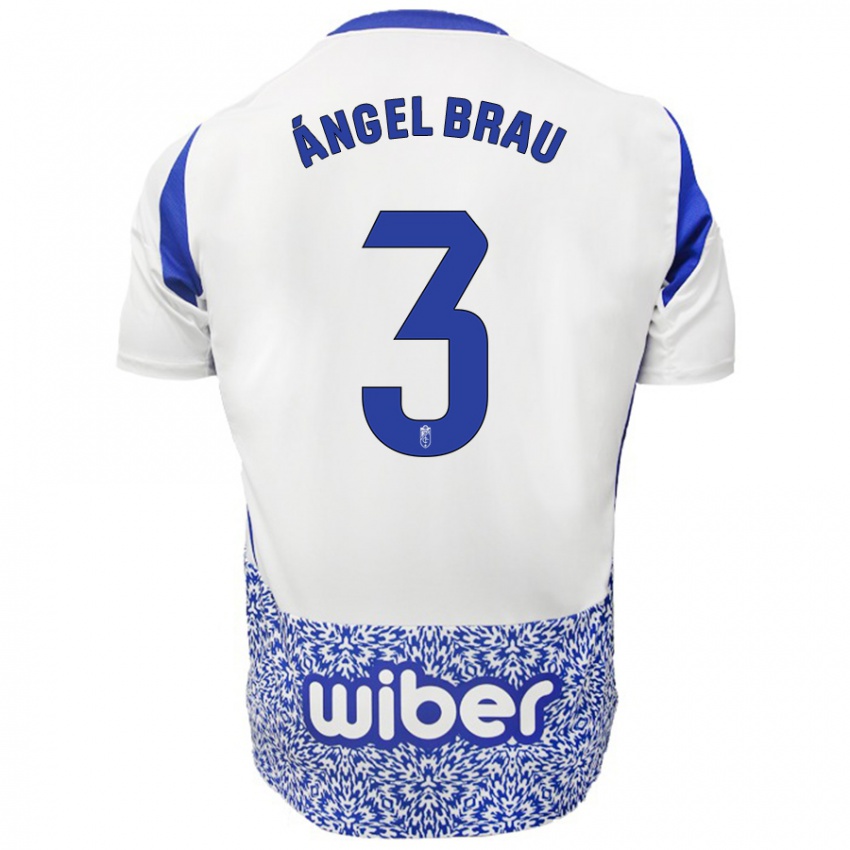 Kinderen Miguel Ángel Brau #3 Wit Blauw Uitshirt Uittenue 2024/25 T-Shirt België